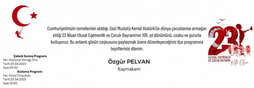 23 Nisan Ulusal Egemenlik ve Çocuk Bayramı Porgram Akışı