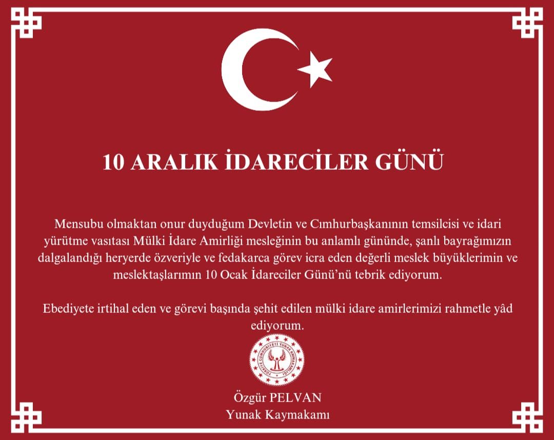 10 ARALIK İDARECİLER GÜNÜ KUTLU OLSUN